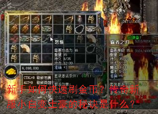 新手如何快速刷金币?传奇新服小白变土豪的秘诀是什么? 新手如何快速刷金币?传奇新服小白变土豪的秘诀是什么?
