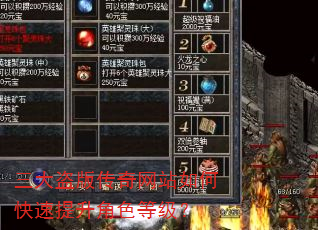 三大盗版传奇网站如何快速提升角色等级? 三大盗版传奇网站如何快速提升角色等级?