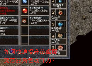 如何快速提升荣耀版变态服角色战斗力? 如何快速提升荣耀版变态服角色战斗力?
